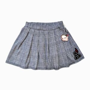 Plaid A-Line Skirt - Gray